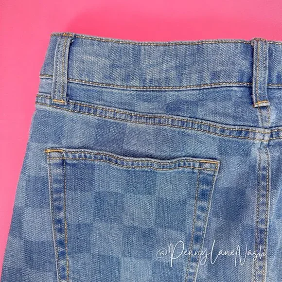 Wild Fable Super-High Rise Denim Mini Skirt Blue Check - Picture 10 of 11